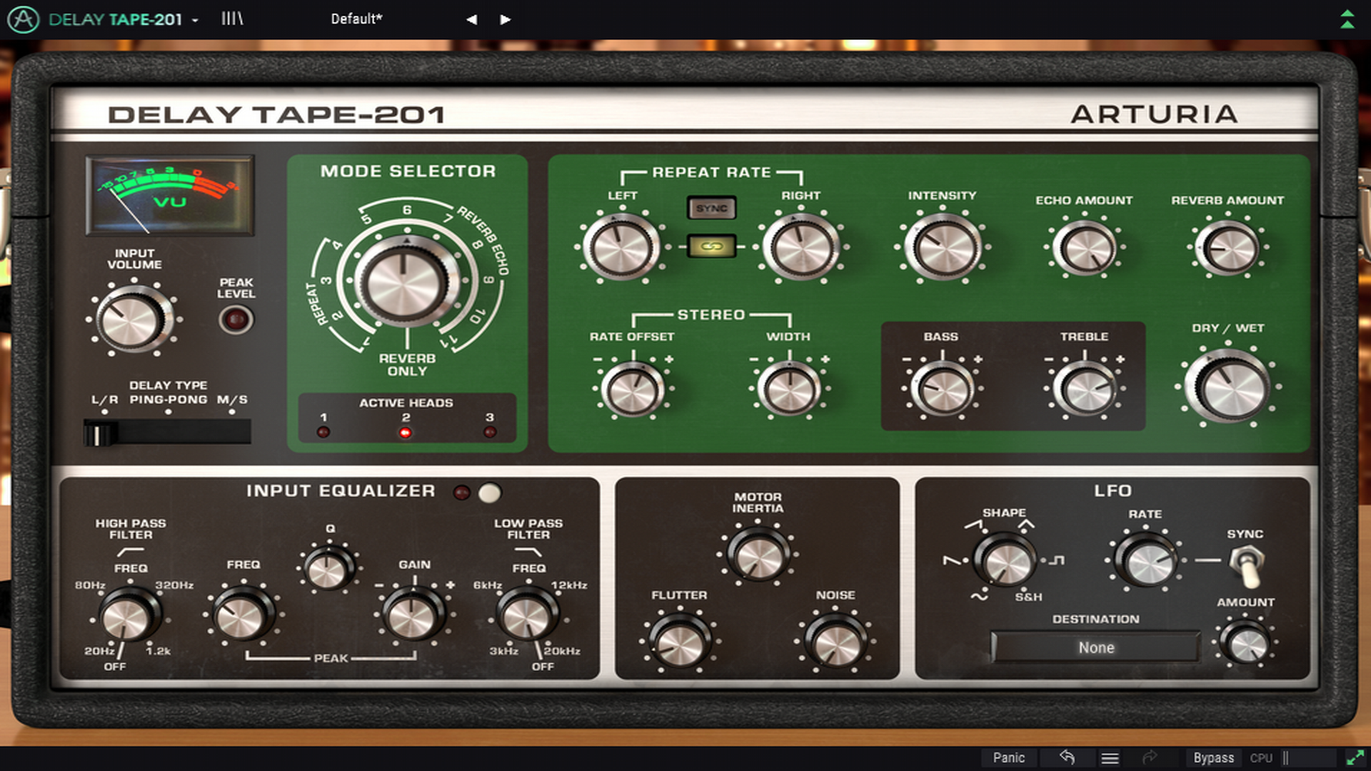 Arturia Delay TAPE-201 settings.